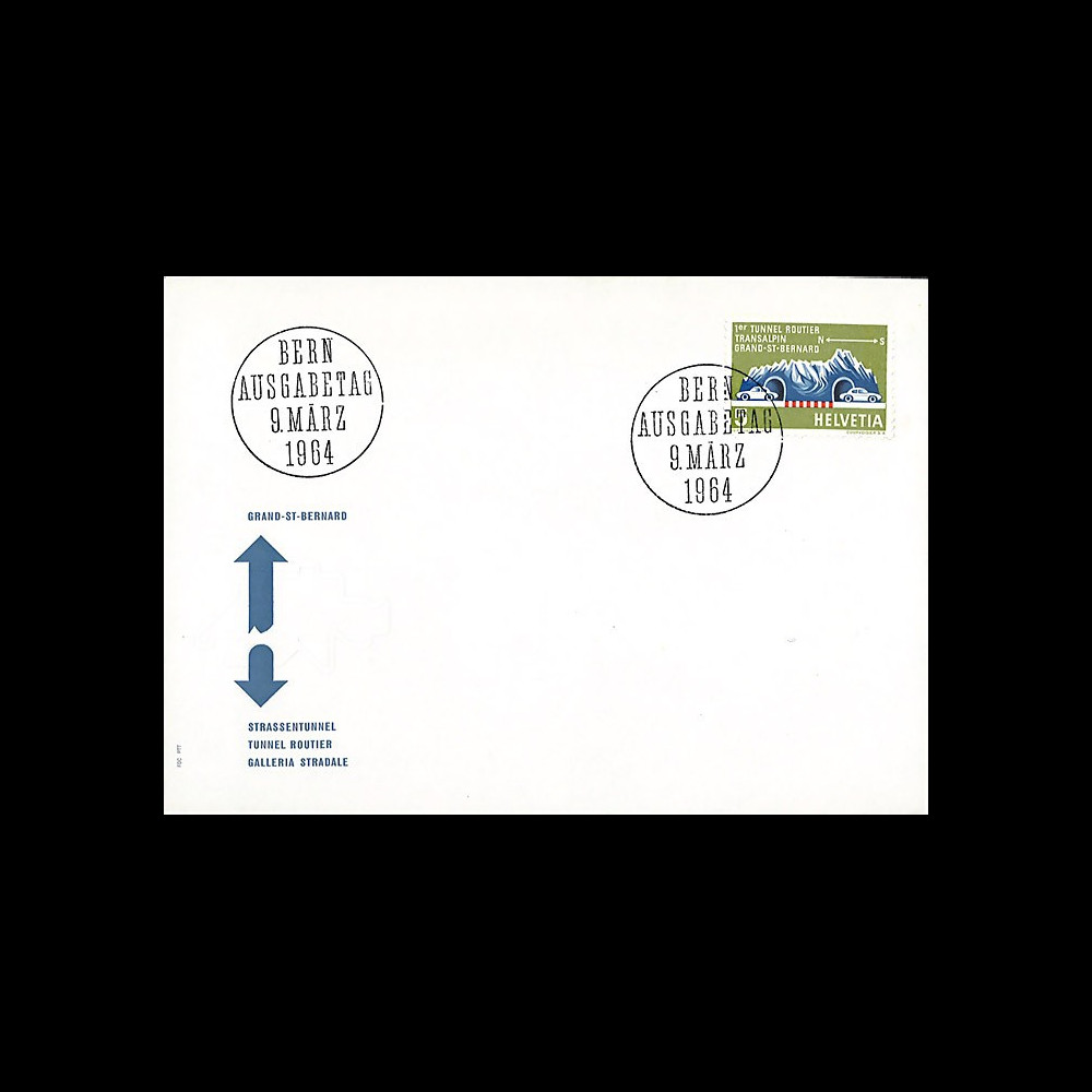SUI-10L : 1964 - SUISSE FDC "Inauguration Grand-St-Bernard 1er tunnel routier transalpin"