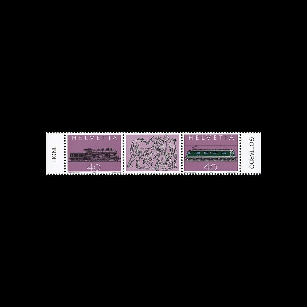 SUI-18N : 1982 SUISSE Timbres "Centenaire ligne et 1er tunnel ferroviaire du Gothard"