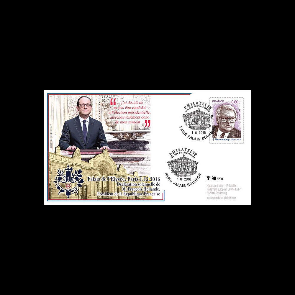 PRES17-1B : France FDC "Présidentielle 2017 - Hollande renonce à sa candidature" TYPE2 PRES17-1B : France FDC "Présidentielle 2017 - Hollande renonce à sa candidature" TYPE2