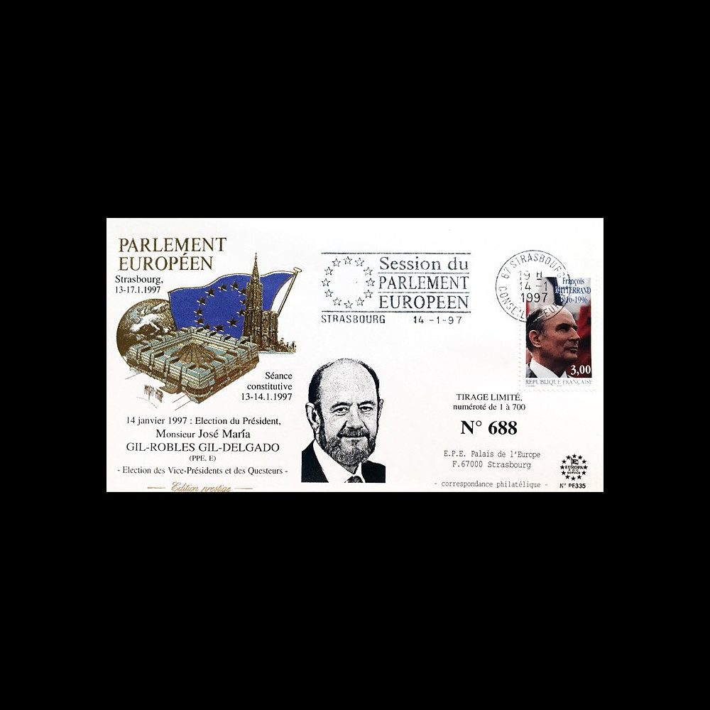 PE335 : 1997 FDC PE "Election Président Parlement européen M. GIL-ROBLES GIL-DELGADO"