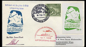 T67-3 T1 : 1958 - Pli 1er courrier aérien Elchingen-Hornberg par planeur