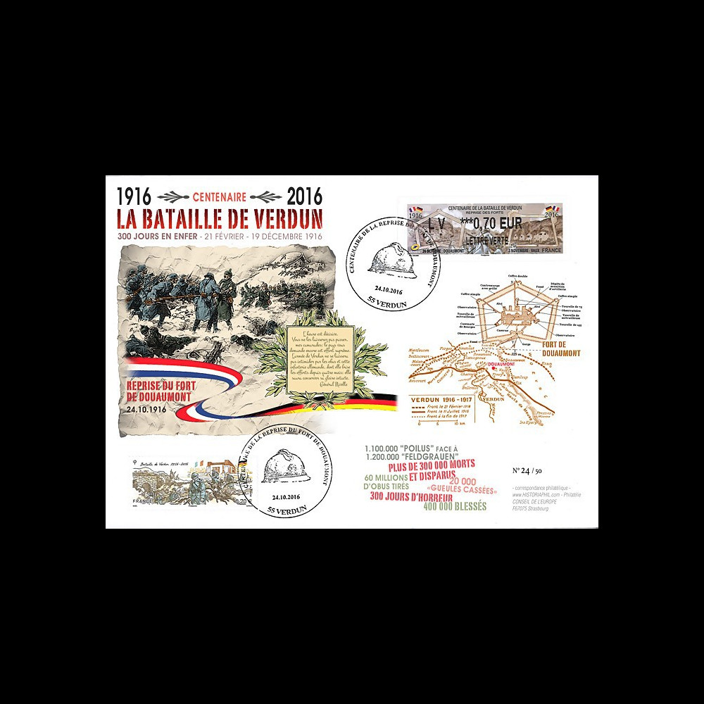 CENT16-1 : 2016 - Maxi-FDC FRANCE "Centenaire Bataille de Verdun / Fort de Douaumont"