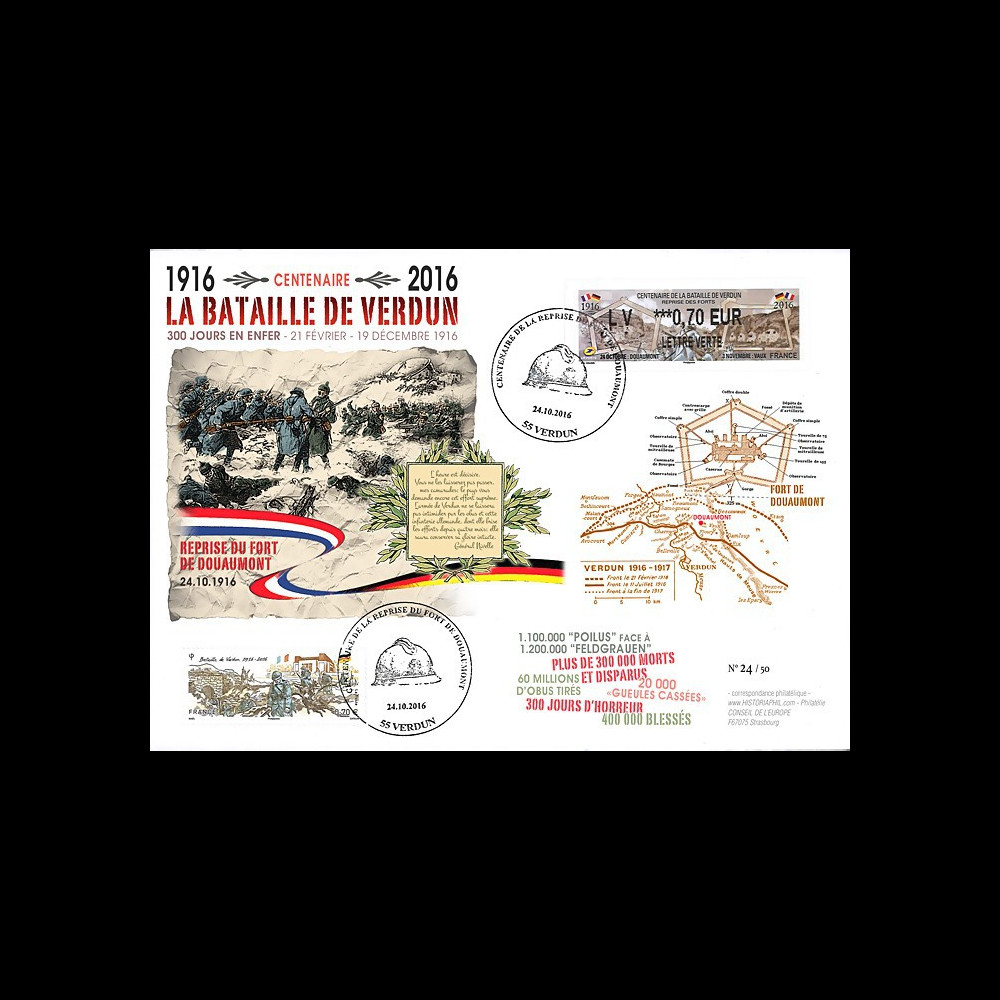 CENT16-1 : 2016 - Maxi-FDC FRANCE "Centenaire Bataille de Verdun / Fort de Douaumont" CENT16-1 : 2016 - Maxi-FDC FRANCE "Centenaire Bataille de Verdun / Fort de Douaumont"