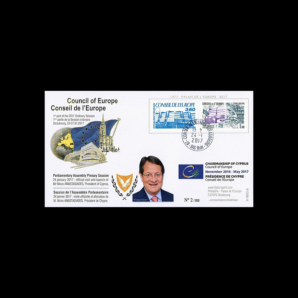 CE68-IA : 2017 - FDC Conseil de l'Europe "Visite de M. ANASTASIADES