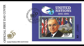 MARSH95 FDC Marshall Islands (USA) 'Signature Charte Nations Unies par H. Truman' 1995