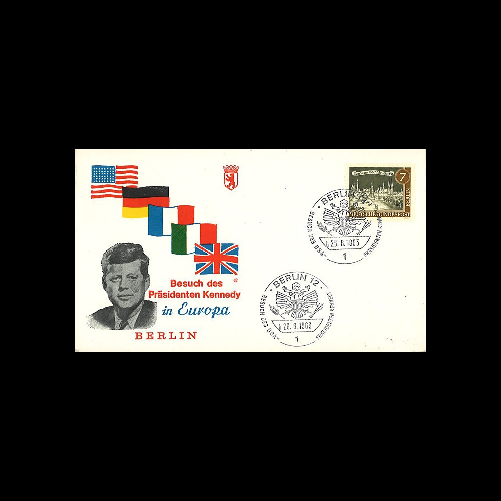 JFK-BE63T6 : 1963 - FDC Berlin-Ouest "Visite Président John F. Kennedy en RFA"