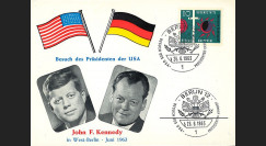 JFK-BE63T2 : 1963 - Carte Berlin-Ouest "Visite Président JF Kennedy en RFA - W. Brandt"