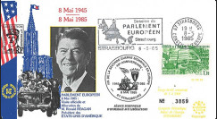 PE91 FDC PE 'Fin 2e Guerre Mondiale en Europe 1945 / Visite du Président Reagan' 1985