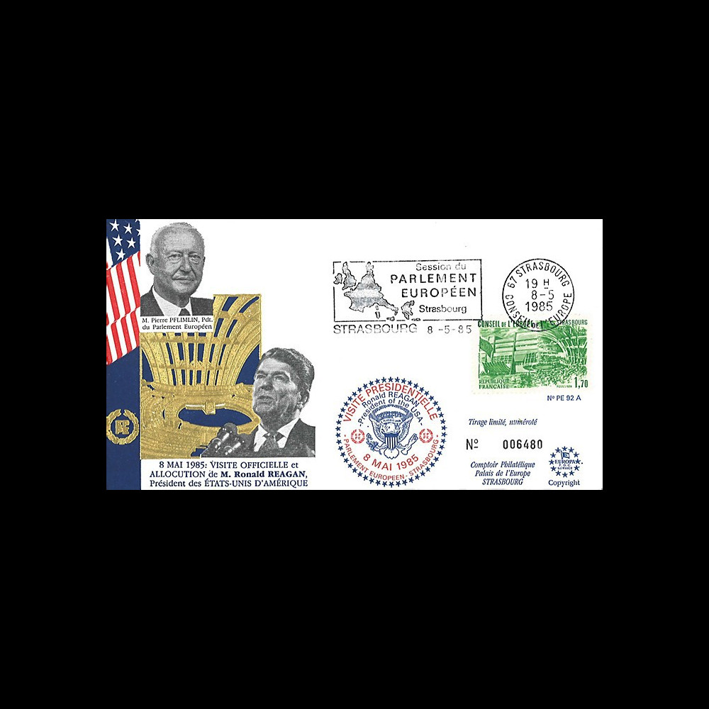 PE92A-T1 FDC 'Fin 2e Guerre Mondiale en Europe 1945' Reagan