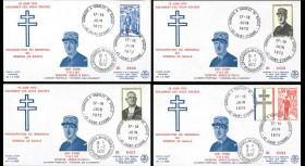 DG11 : 1972 France 4 FDC 'Inauguration Mémorial DE GAULLE de Colombey' Saint-Etienne