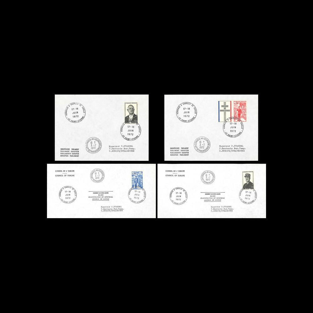 DG11EO : 1972 France 4 env. CE 'Inauguration Mémorial DE GAULLE Colombey' St-Etienne