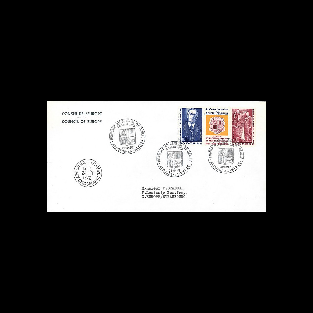 DG29 : 1972 Andorre Env. CE 'Général de Gaulle