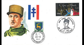 DG80BE : FDC Berlaimont '10e anniversaire mort Gal de Gaulle / Une page d'histoire' 1980