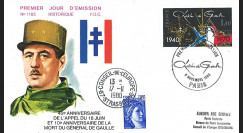DG80PA : FDC 1er Jour Paris '10e anniversaire mort du Gal de Gaulle' 09.11.1970-1980