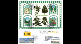ST04-BFR : Pli RECOMMANDÉ Paris 'Salon du Timbre 2004 Jardins et Parcs fleuris / bloc OR'