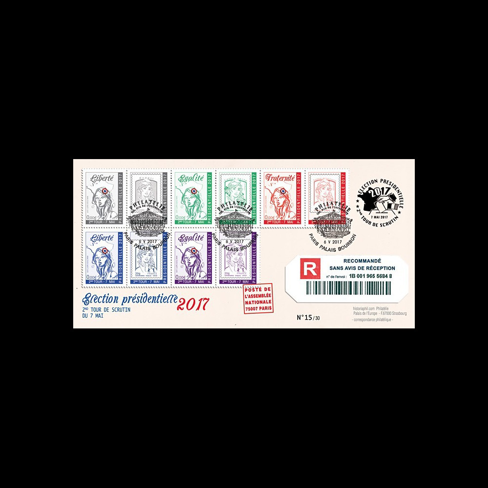 PRES17-6REC : FDC Recommandée "Marianne / Présidentielle 2017 2nd TOUR 7 mai"