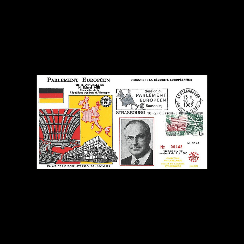 PE47 FDC PE "Première visite du Chancelier KOHL / Présidence allemande CEE" 02-1983