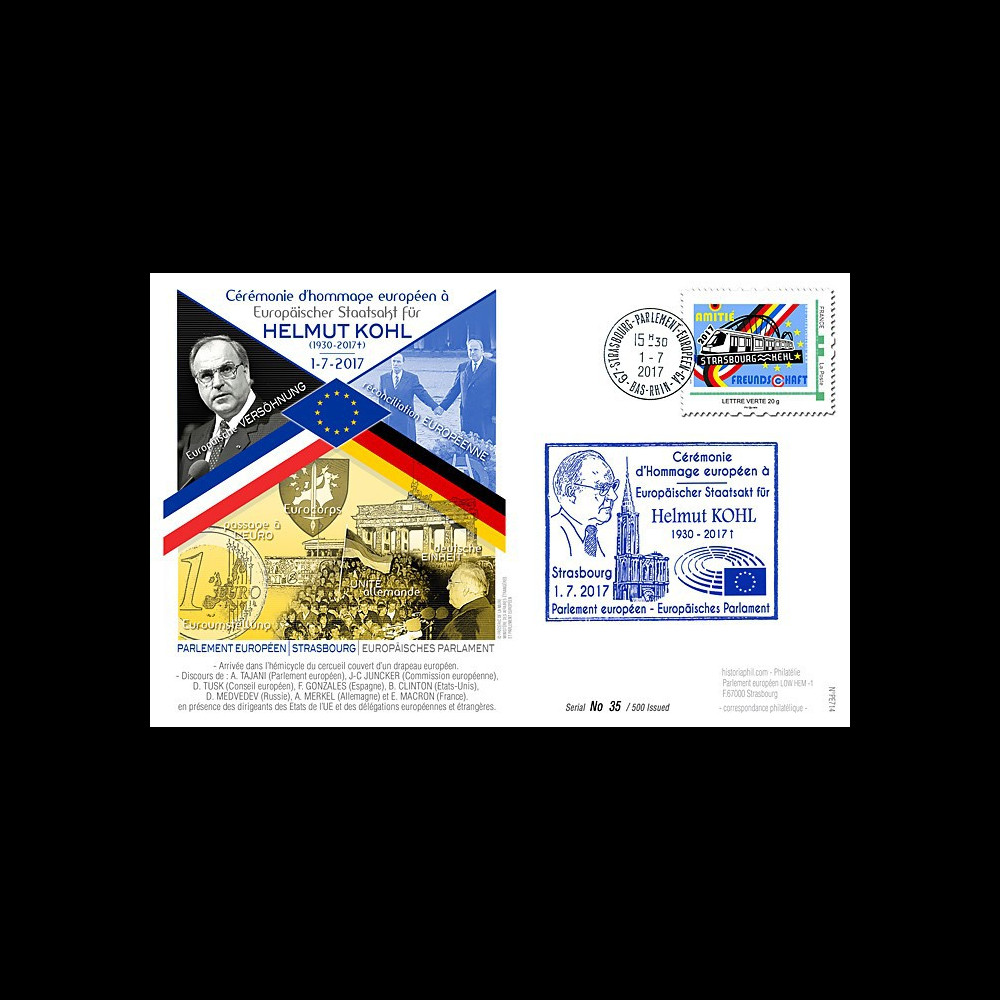 PE714 FDC PE "Cérémonie hommage européen à Helmut KOHL / Merkel - Macron" 1-7-2017