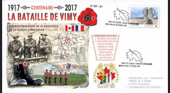 CENT17-1T1 FDC CANADA "1917-2017 Centenaire Bataille de la crête de Vimy / Arras"
