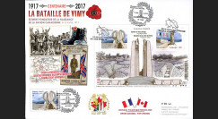 CENT17-2 : MAXI-FDC FRANCE-CANADA "1917-2017 Bataille de la crête de Vimy / Arras"