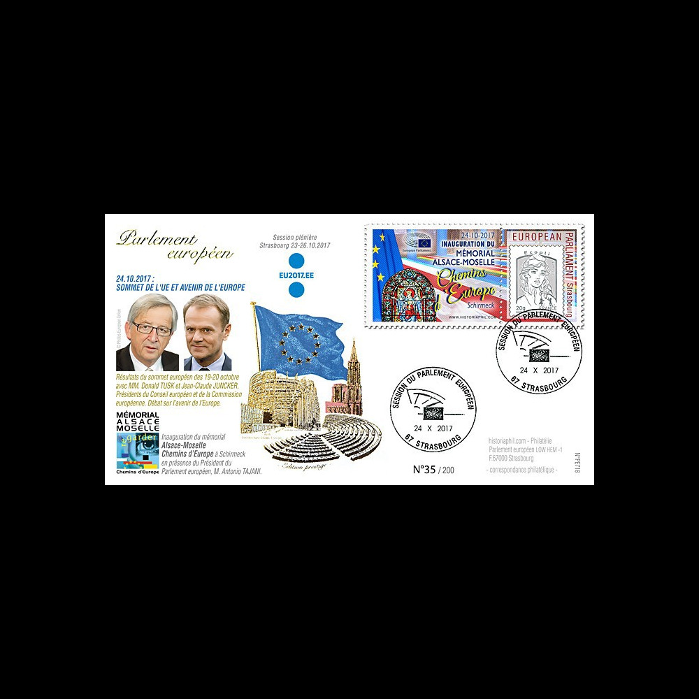 PE718 FDC PE "Sommet européen / Mémorial Alsace-Moselle Chemins d'Europe" 10-2017 PE718 FDC PE "Sommet européen / Mémorial Alsace-Moselle Chemins d'Europe" 10-2017