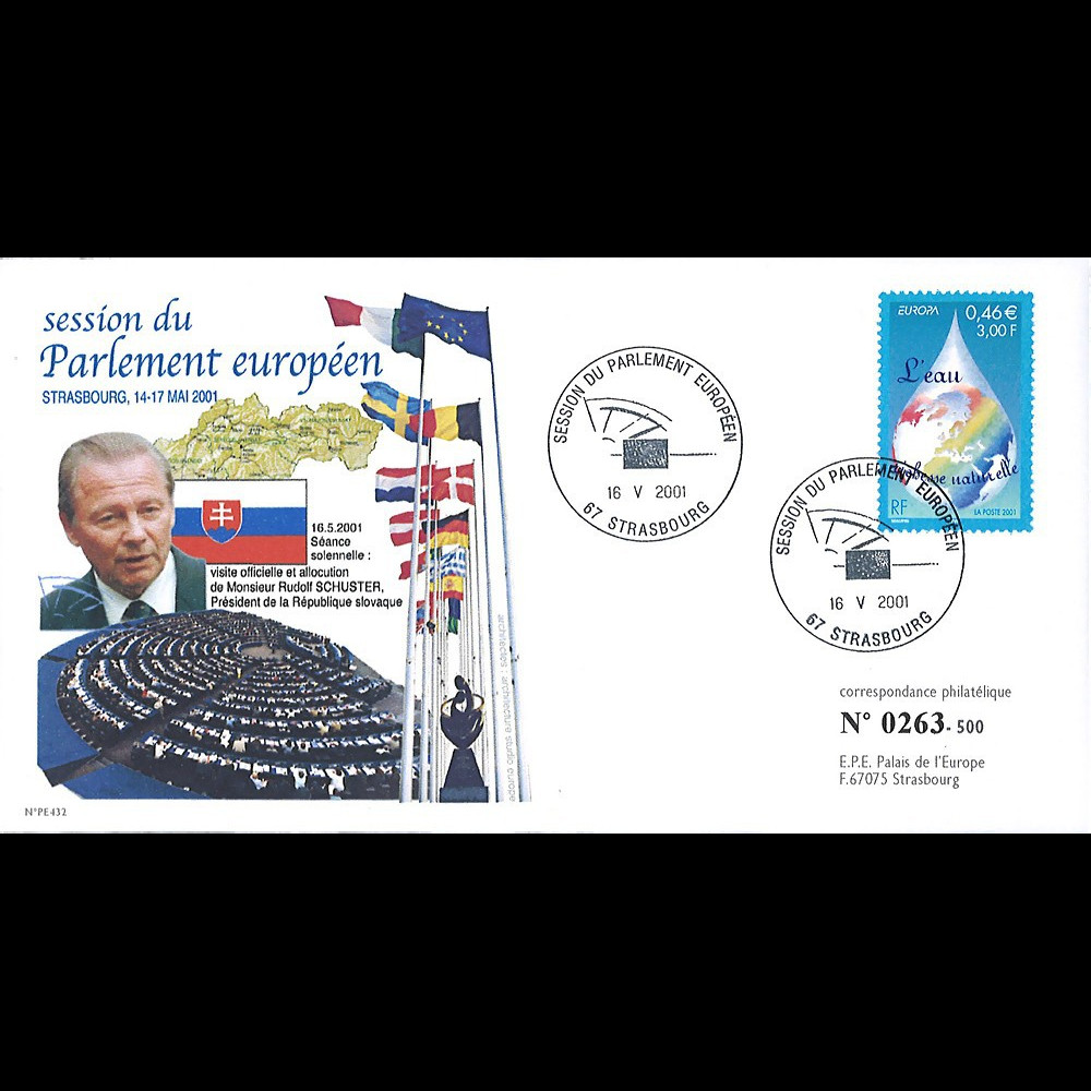 PE432 FDC Parlement européen "Visite Rudolf SCHUSTER