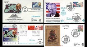 PE343/353 : 1997 - 4 FDC USA / Allemagne / Pays-Bas et Italie "50 ans du Plan Marshall"