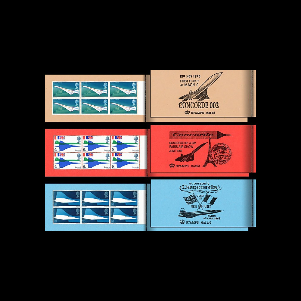 FE18ca1-3D : Grande-Bretagne série de 3 carnets privés "1er vol Concorde BA002" 1969/70