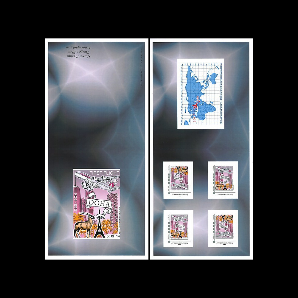 A380-284C : France Carnet Collector “Vol inaugural A380 Paris-Doha (Qatar) 5.11.2014“