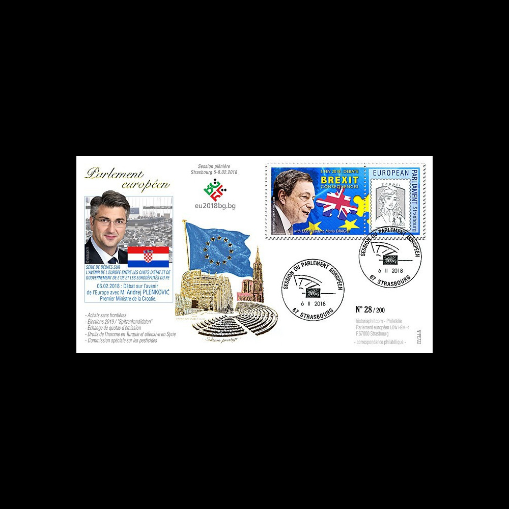 PE722 : 2018 FDC PE "BREXIT : DRAGHI