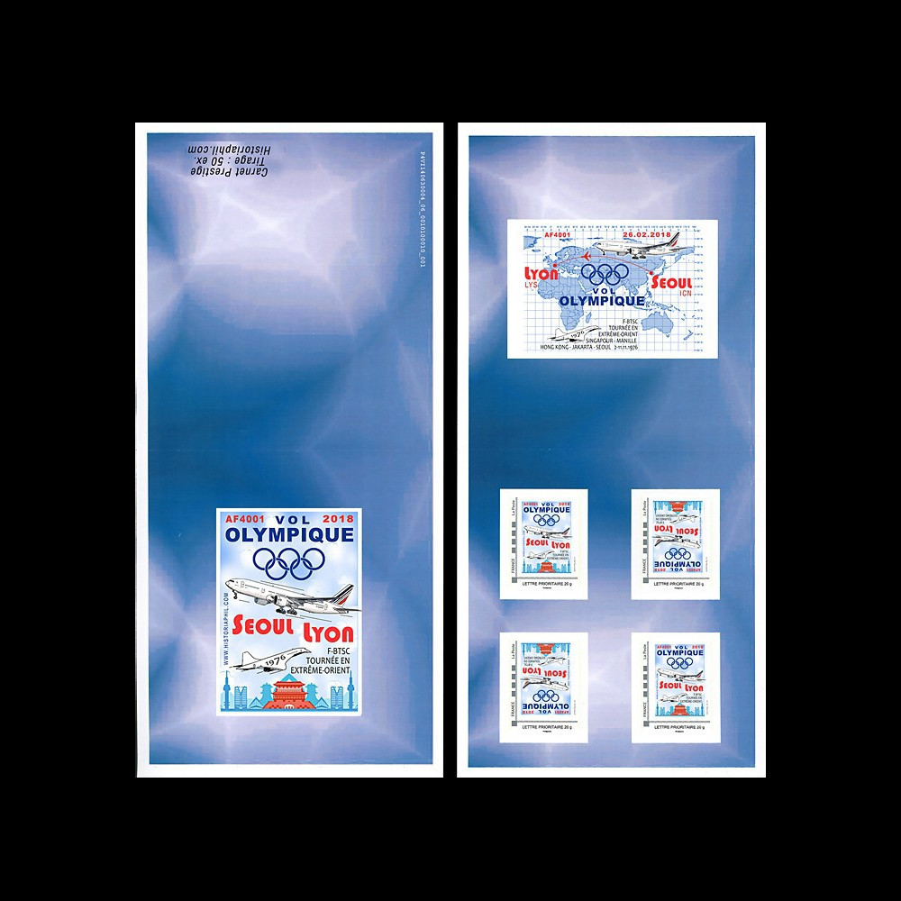 JO2018-TPP2C : 2018 FRANCE Carnet Collector "Vol olympique B777 Air France Séoul-Lyon"