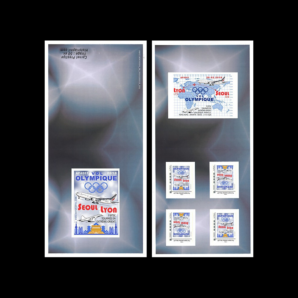 JO2018-TPP3C : 2018 FRANCE Carnet Collector "Vol olympique B777 Air France Séoul-Lyon"