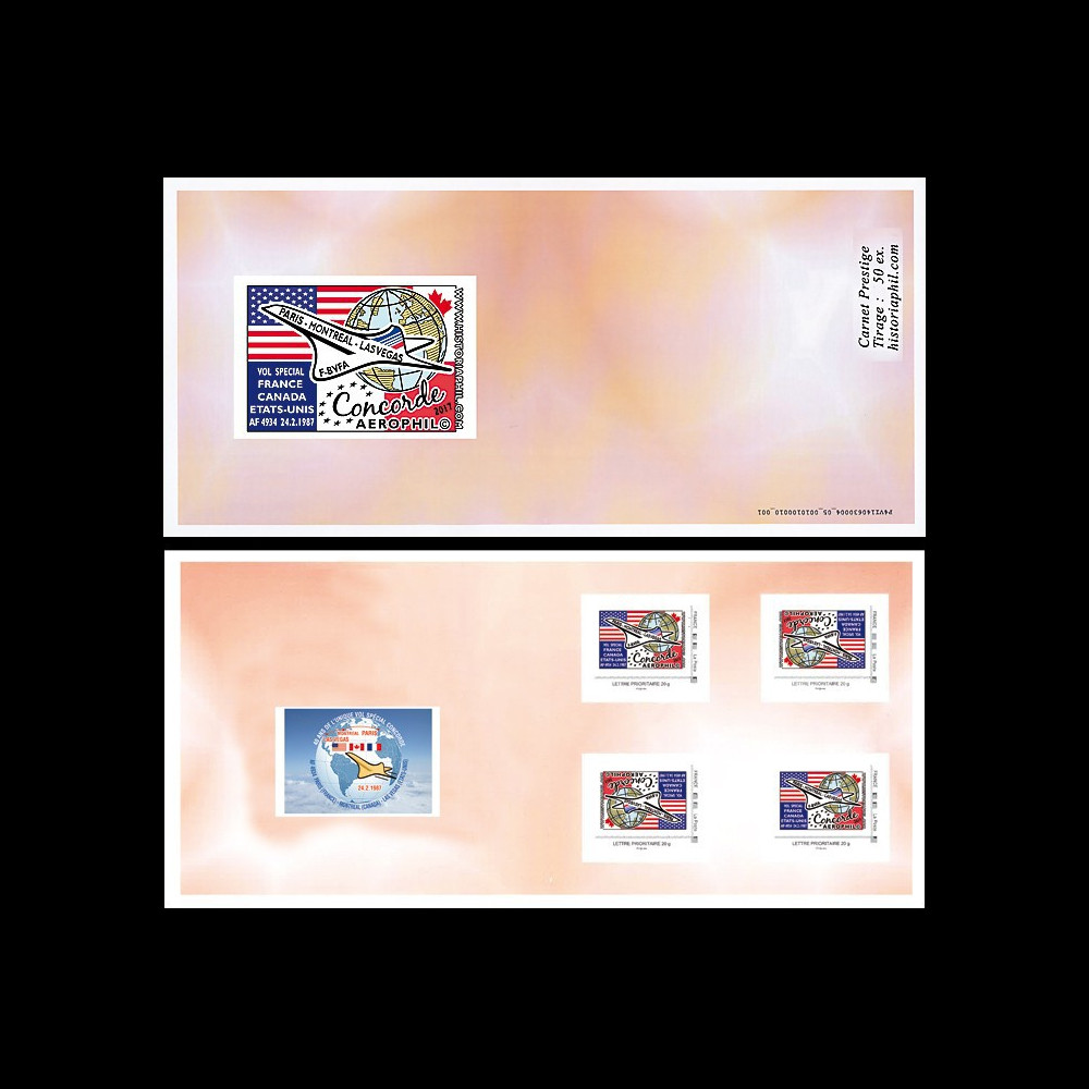 CO-RET79C : FRANCE Carnet Collector "1987-2017 40 ans 1er vol Concorde Paris-Las Vegas"