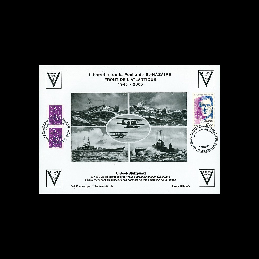 SN05-E5 : 2005 Feuillet épreuve "60 ans libération de la Poche de St Nazaire" Cordemais