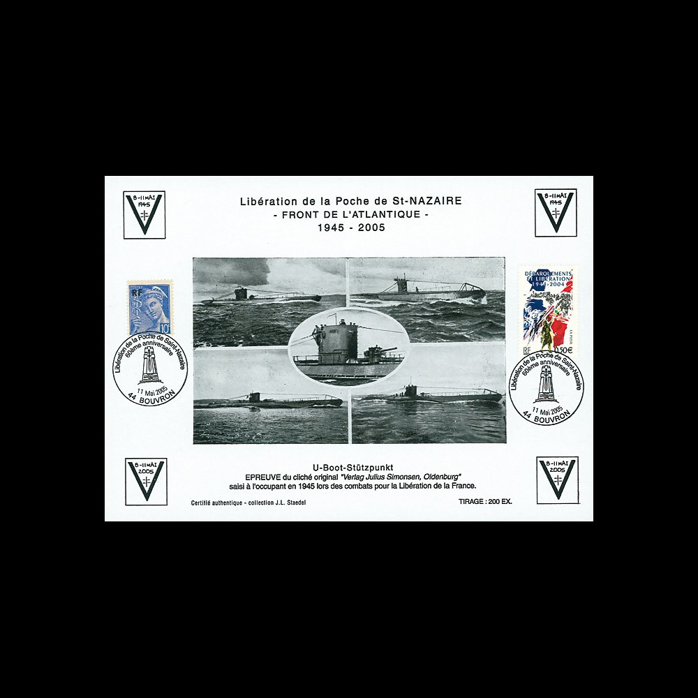 SN05-E6 : 2005 Feuillet épreuve "60 ans libération de la Poche de St Nazaire" Bouvrons
