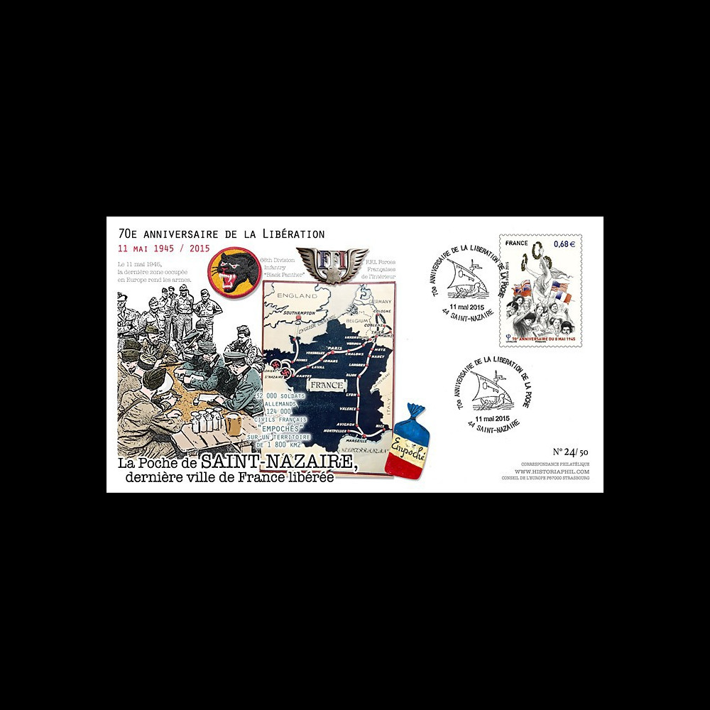 DEB14-38 : FDC "11.05.1945-2015 70 ans de la libération de la Poche de Saint-Nazaire"