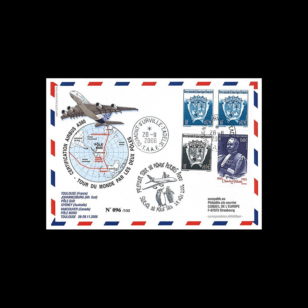 A380-36T6 : 2006 - Pli TAAF 'A380 Tour du Monde par les 2 pôles'