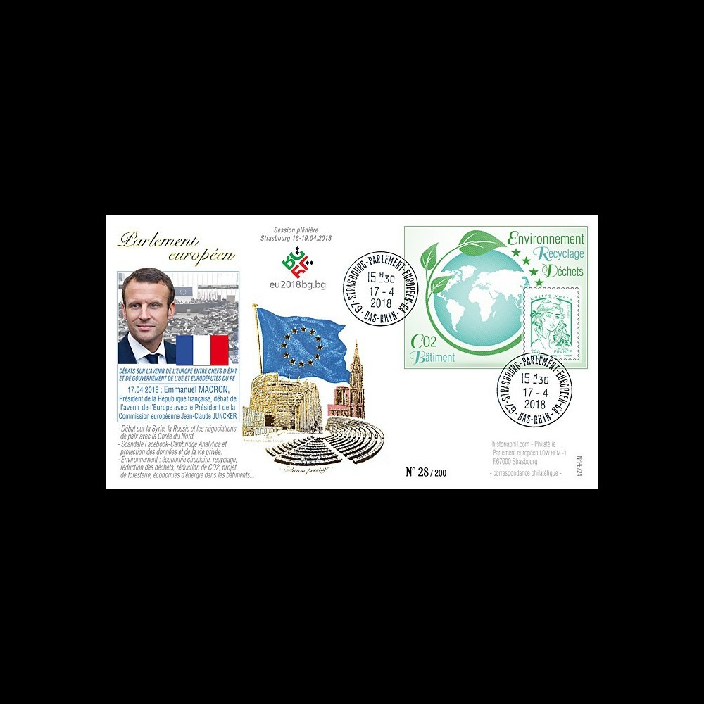 PE724 : 2018 FDC PE "Avenir de l'UE avec le Président MACRON (France) / environnement"