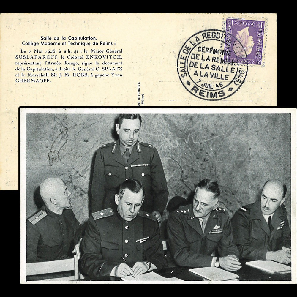 FRANCE Carte "Signature acte de reddition Allemagne 1945 - délégation Armée Rouge"
