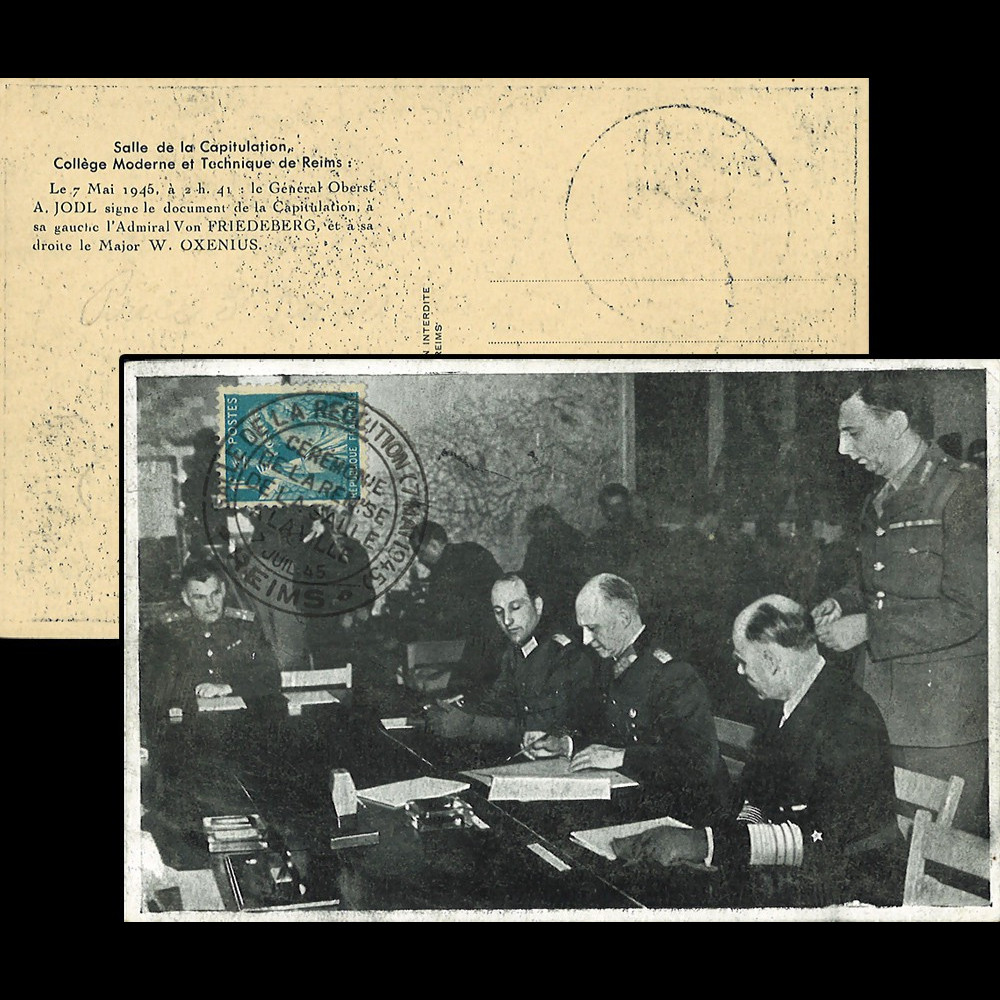 W2FR73-20 FRANCE Carte "Signature acte reddition Allemagne 1945 - généraux allemands"