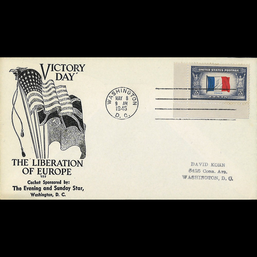 W2US74-02 Pli patriotique USA "VE-DAY in Europe - Capitulation de l'Allemagne 8 mai 1945"