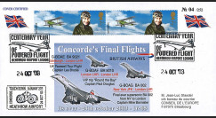 CO-RET V10 : 2003 FDC UK "Arrivée des 3 derniers vols Concorde à Heathrow"