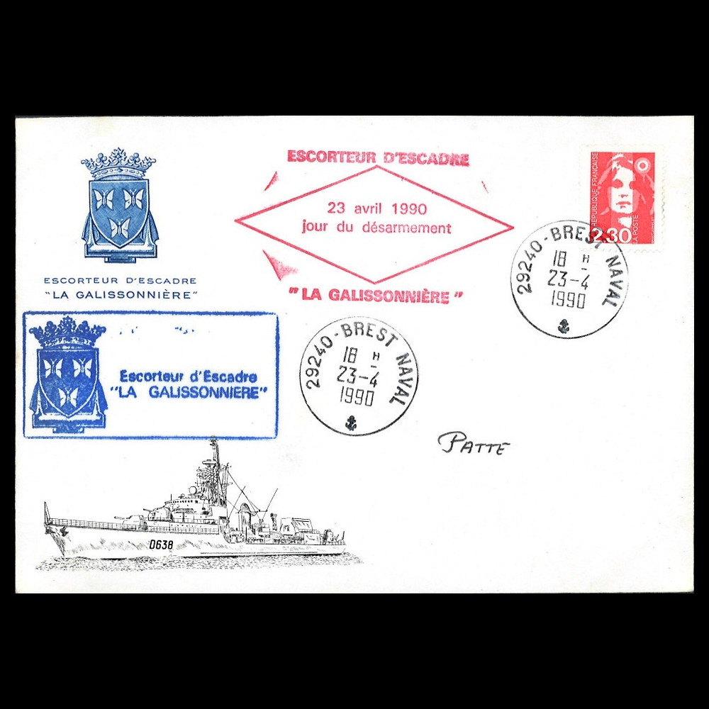 NAV90-GAL : 1990 FDC France "Désarmement de l’escorteur d’escadre La Galissonnière"