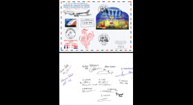 FOOT18-1D Pli France-Russie "Coupe du Monde 2018 Vol équipe de France" signé Air France