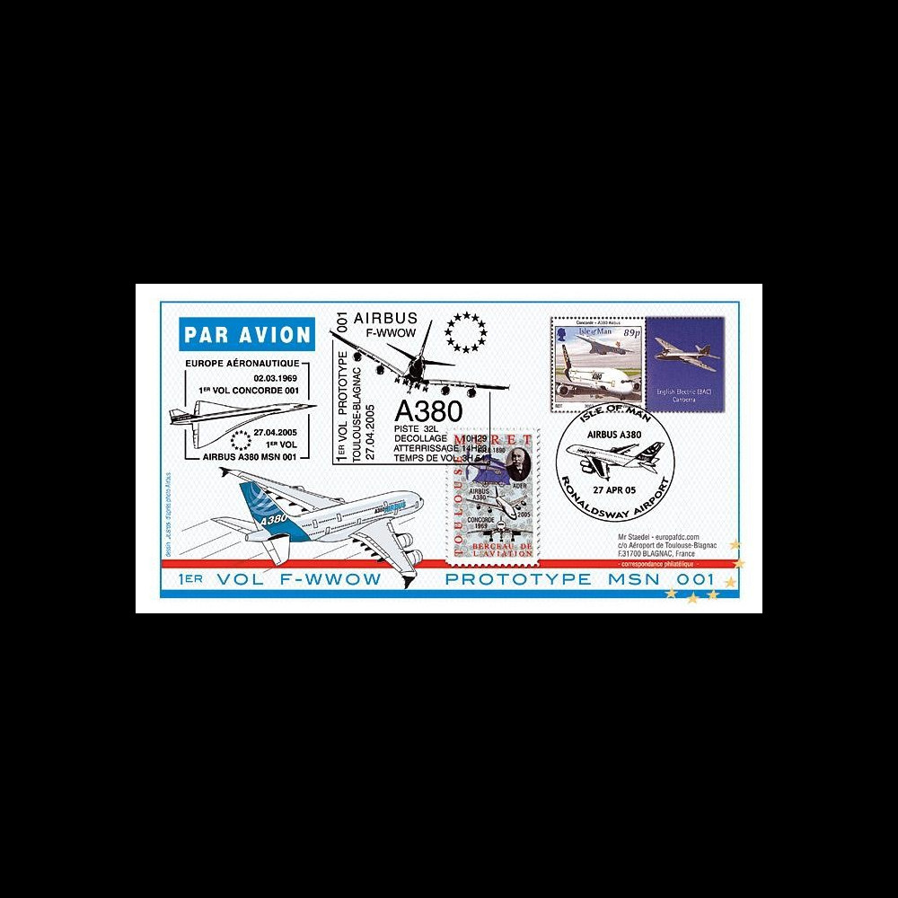 A380-11A : 2005 - Pli 1er vol prototype MSN 001 - Isle de Man