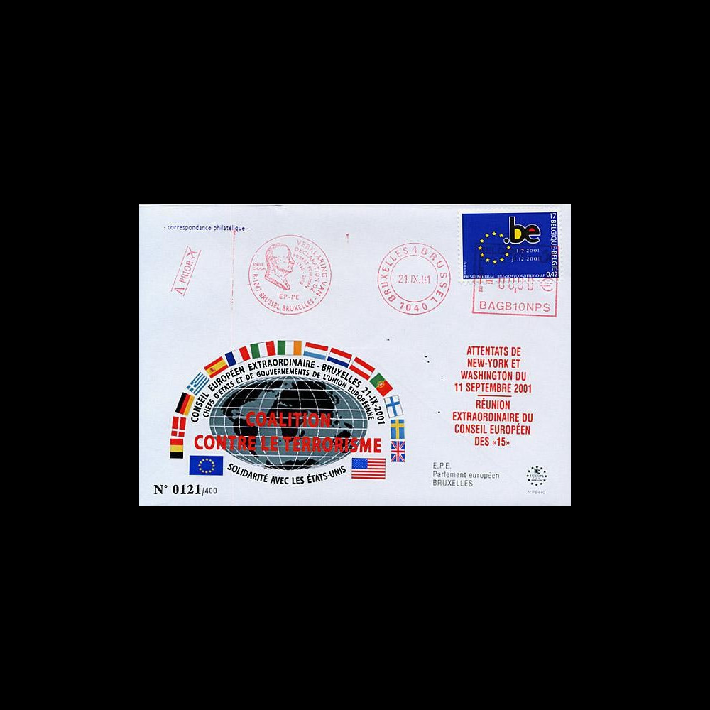 PE440 : 2001 - FDC 'Attentats aux USA - Coalition contre le terrorisme' PE440 : 2001 - FDC 'Attentats aux USA - Coalition contre le terrorisme'