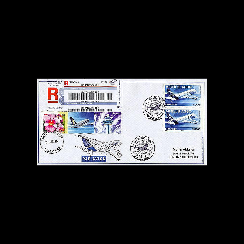 A380-20R : 2006 - Courrier précurseur à destination de Singapour