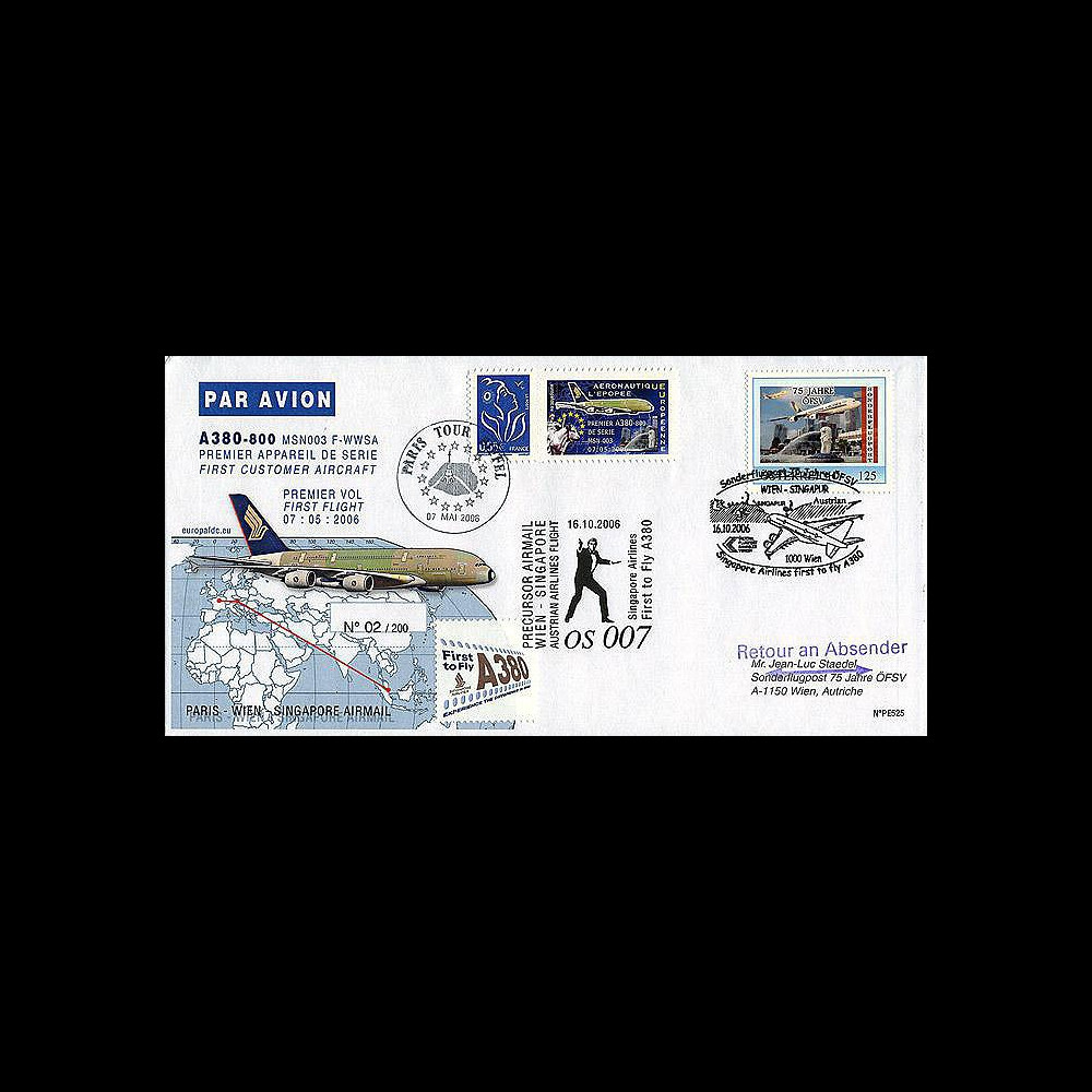 A380-25/PE525 : 2006 Courrier précurseur à destination de Singapour