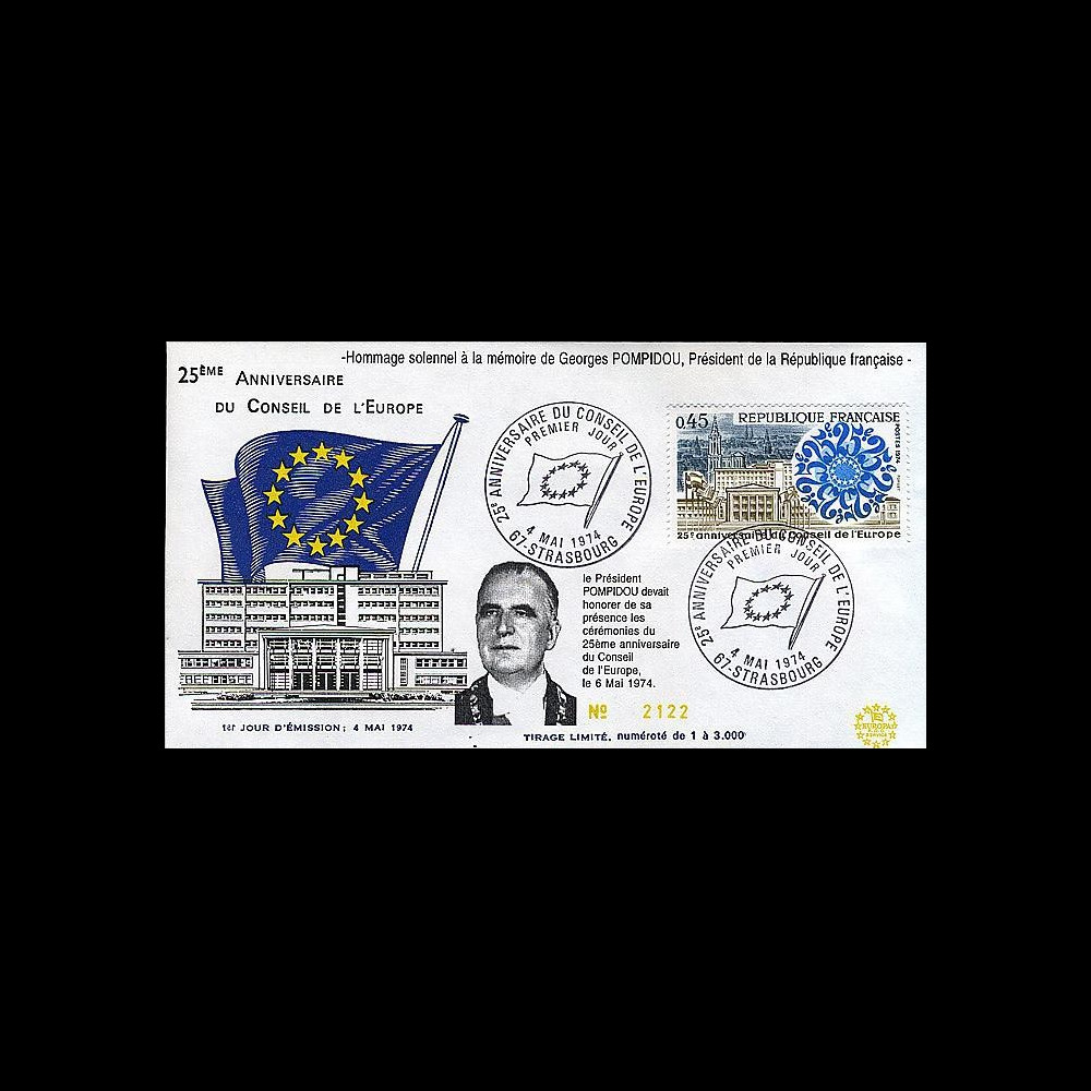 FE27c : 1974 - 25 ans Conseil de l'Europe - Décès de Pompidou FE27c : 1974 - 25 ans Conseil de l'Europe - Décès de Pompidou