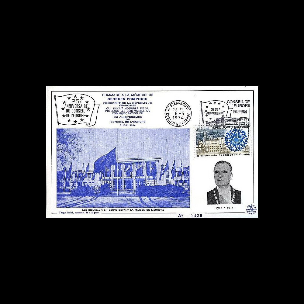 CE26A : 1974 - 25 ans du Conseil de l'Europe - Décès Pdt Pompidou CE26A : 1974 - 25 ans du Conseil de l'Europe - Décès Pdt Pompidou